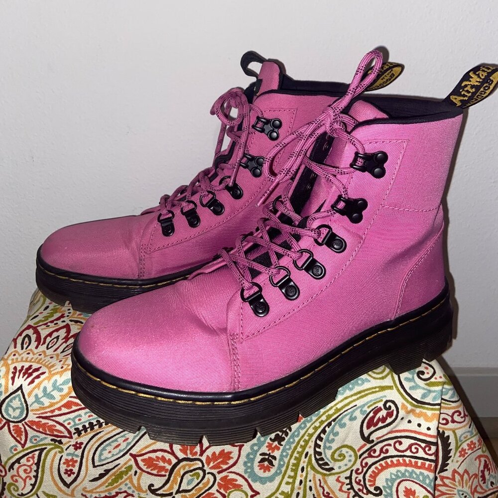 Pink Dr. Martens Combs boots - nylon combat